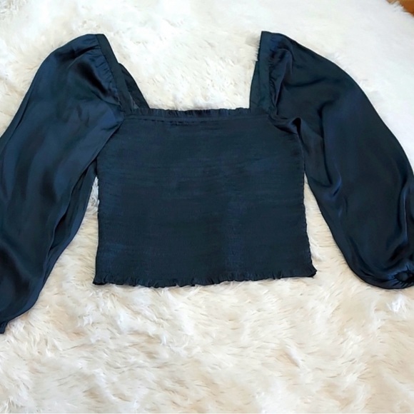 J. Crew Blouse, baggy sleeves, square neck dark green size M - Picture 3 of 6